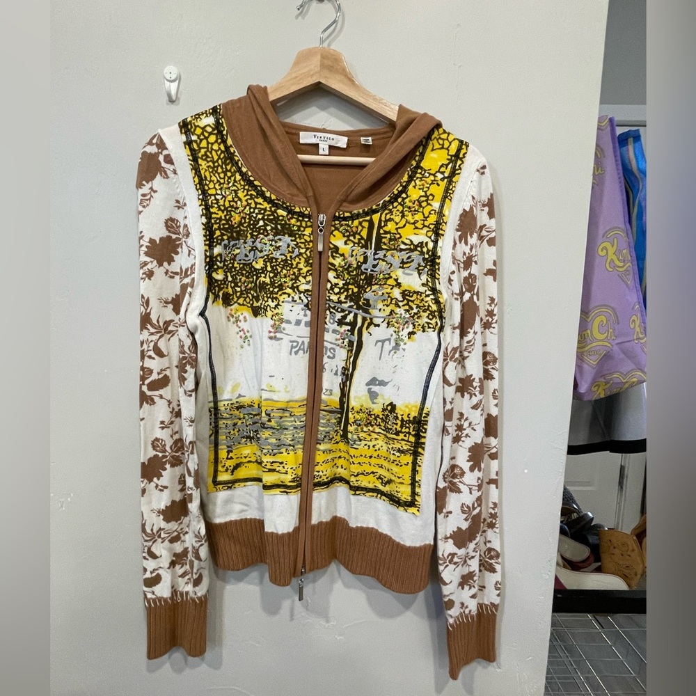 Super stylish and funky hooded zip up cardigan.